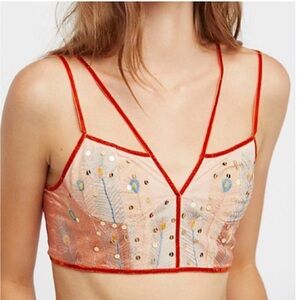 RARE Free People Sequin Embroidered Strappy Bustier